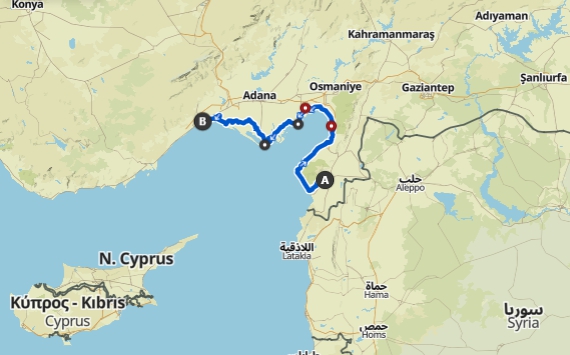 مسیر رکابزنی از مرز سوریه تا شهر مرسین در نوار ساحلی مدیترانه 